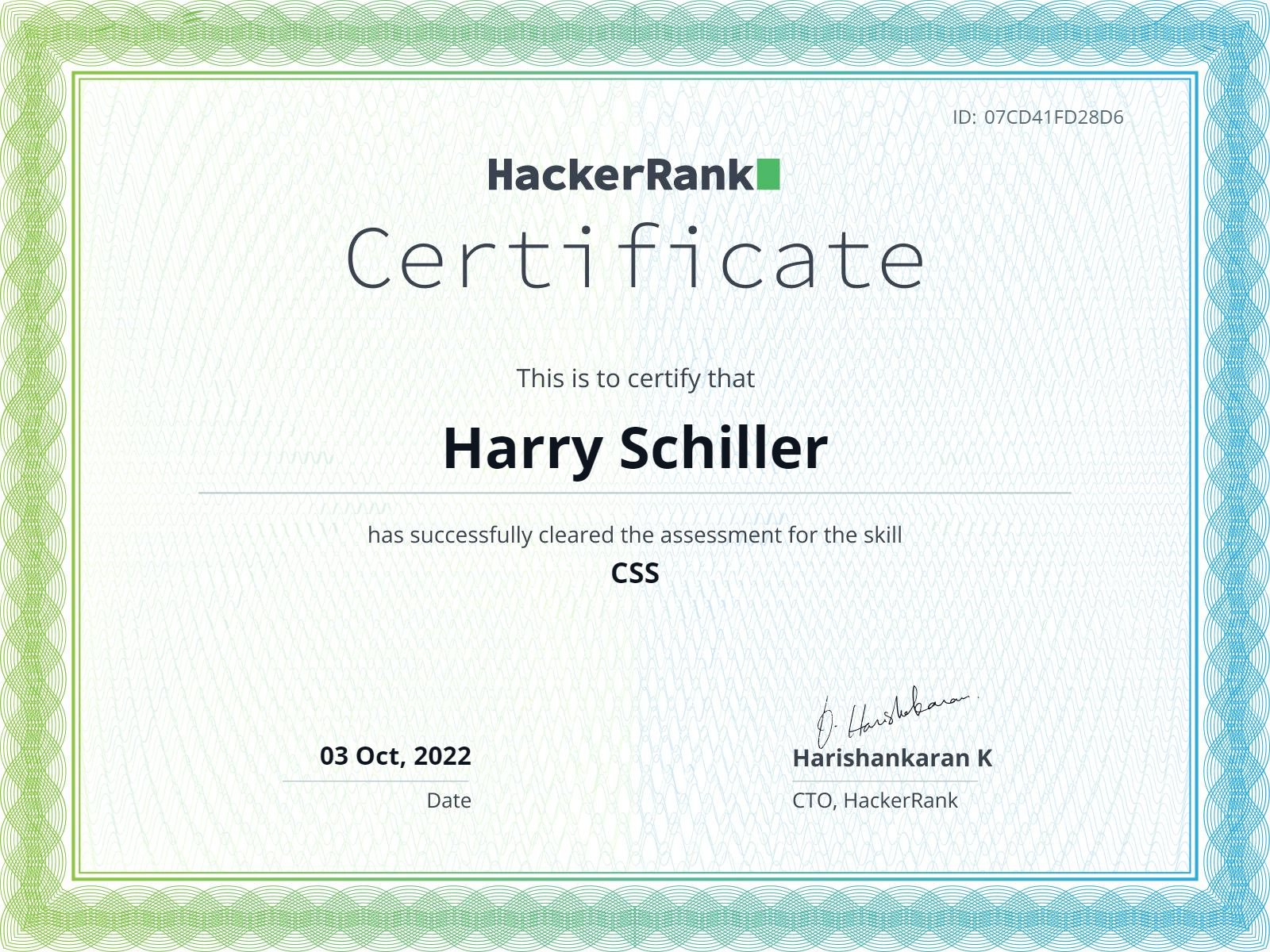 HackerRank CSS Certificate