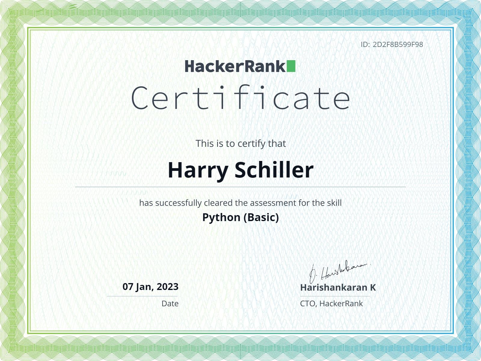 HackerRank Python (Basic) Certificate